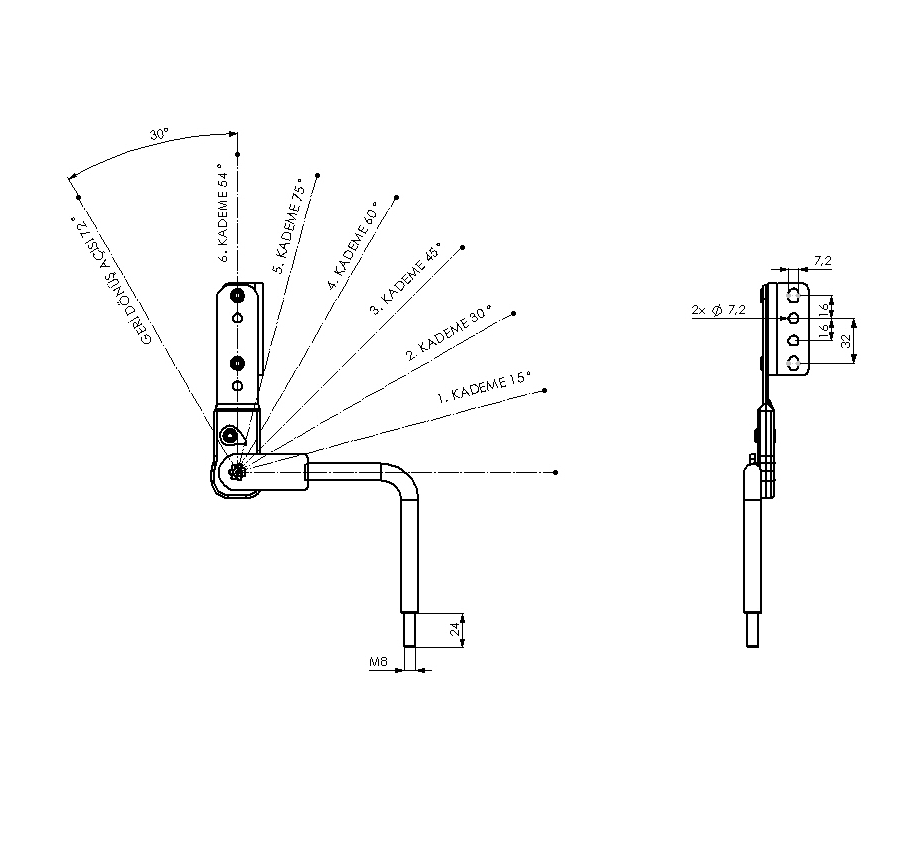 Mechanizm składania zagłówków CT-1011MB - wymiary