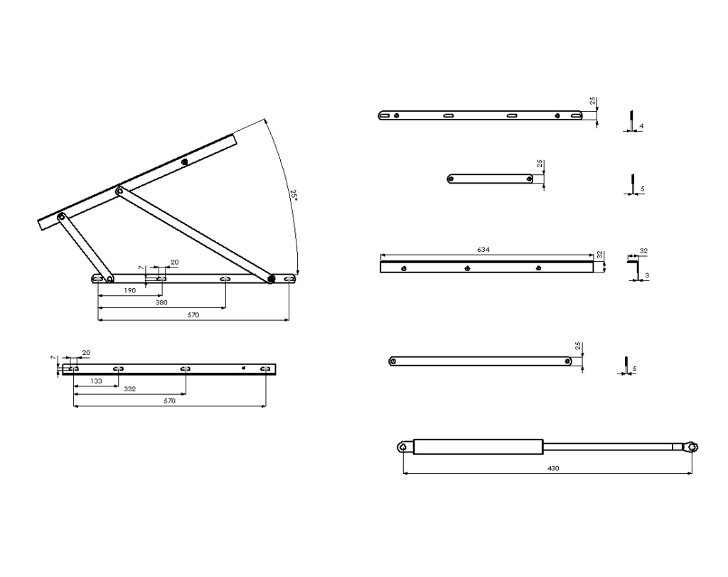 Mechanizm podnoszący CT-1213BR - wymiary