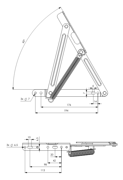 Mechanizm podnoszący CT-211 - wymiary